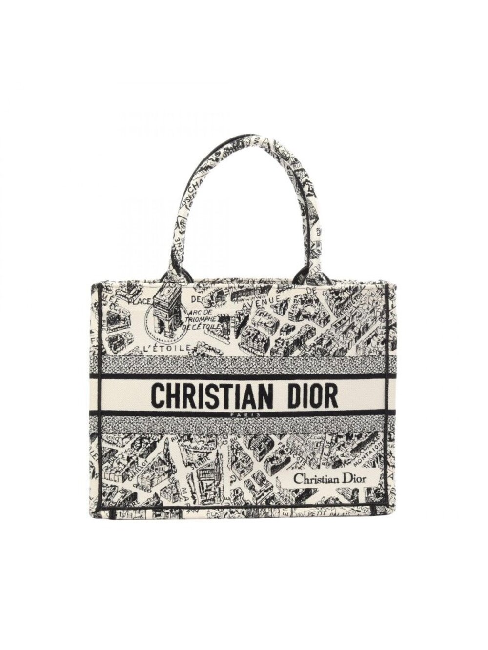 Dior Tote Bag Book Medium Plan de Paris White Black Canvas